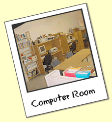 school computer room in a polaroid image frame